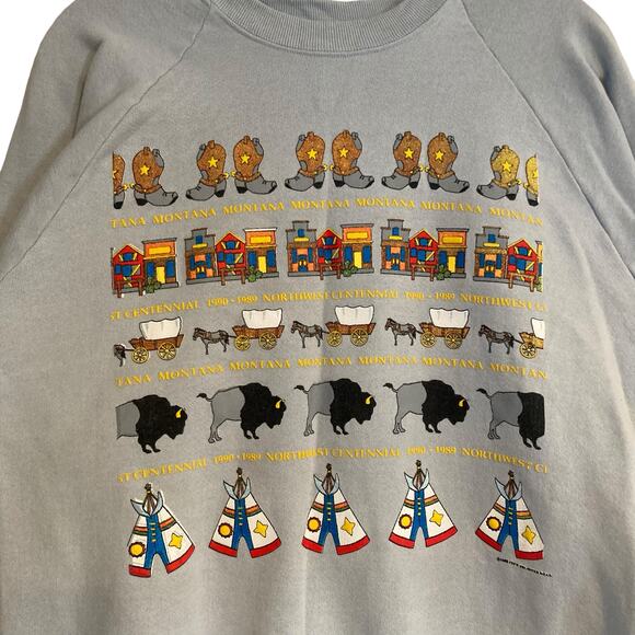 Vintage 1989 Gray Montana Centennial Celebration Crew Neck Sweatshirt Size XL - Picture 7 of 16